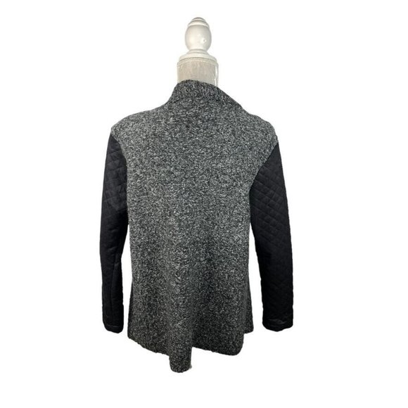 Kikit Marled Open Front Cardigan Sweater Black White Grey Embossed Sleeve M - Picture 7 of 9